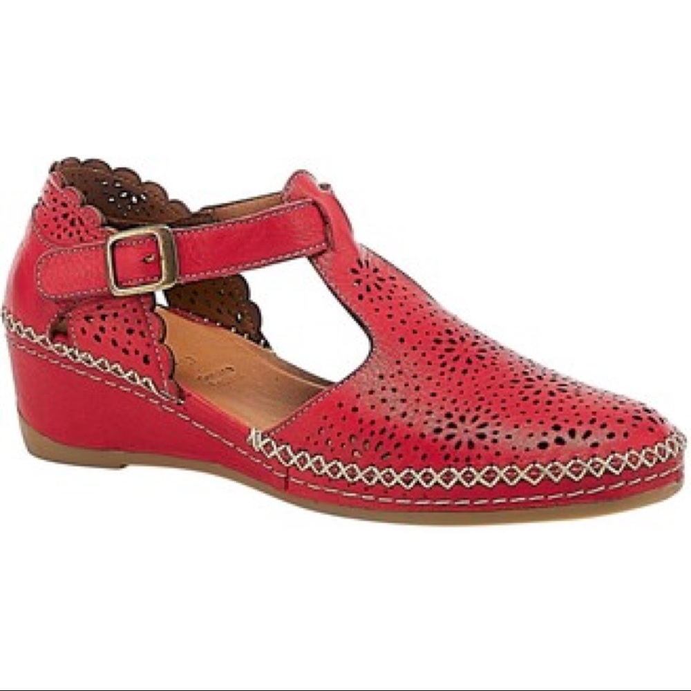NIB Spring Step Roxela Red Leather T Strap Mary Jane Sandal Shoes - Picture 12 of 14